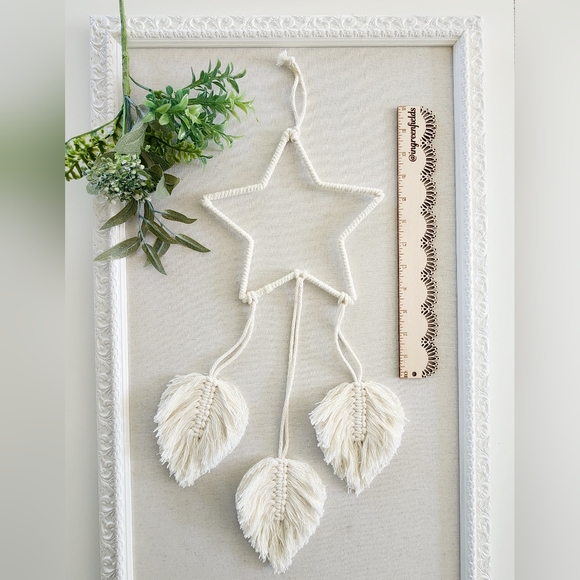 Decor - boho star & leaf macrame fringe hanging mobile - Picture 7 of 7